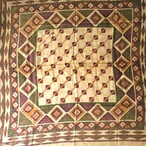 ANNE KLEIN Color-Plus Square Pattern Scarf Shawl Wrap All Wool Made in Japan